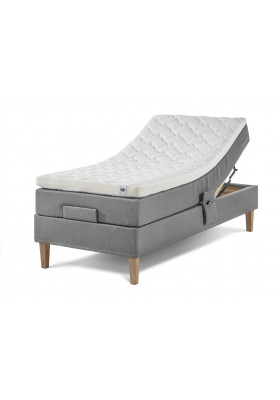 Lama Premium elevation bed medium hardness incl. Ergo+ 65mm latex top mattress & conical 4 edges untreated or oiled oak 