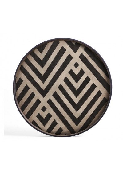 Ethnicraft Graphite Chevron wooden tray